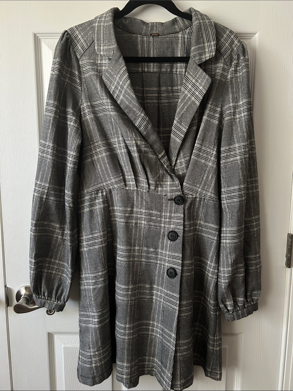 Free People Gray Plaid Tailored Blazer Dress